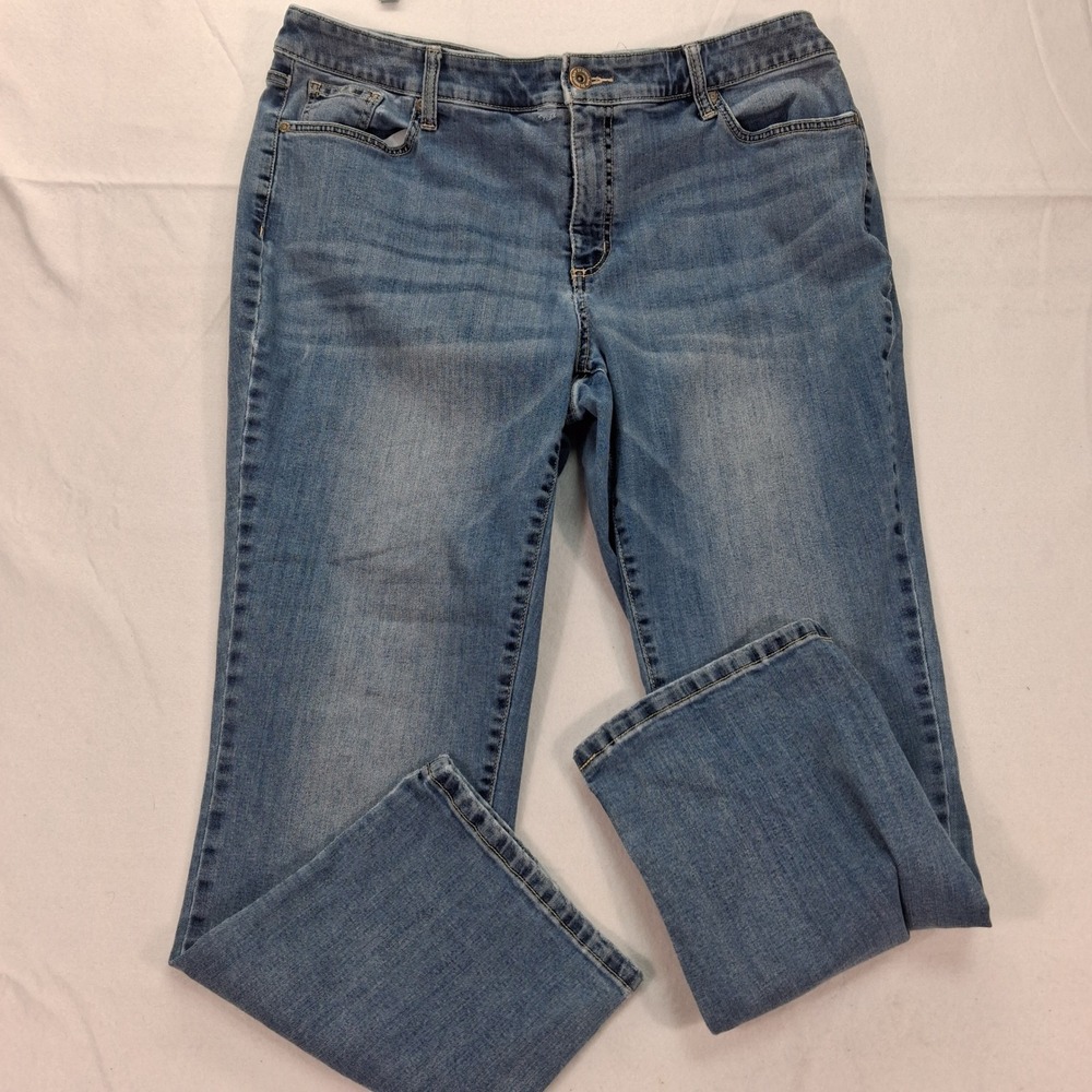 St. John's Bay Jeans Womens 18WS Straight Leg Blue Stretch Recycled‎ Good